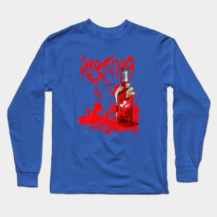 Zombie Hand Bloodied Juggernog on Teal Long Sleeve T-Shirt